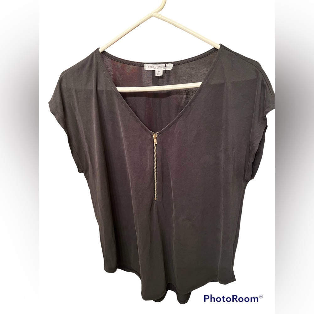 Green Envelope Zipper Top